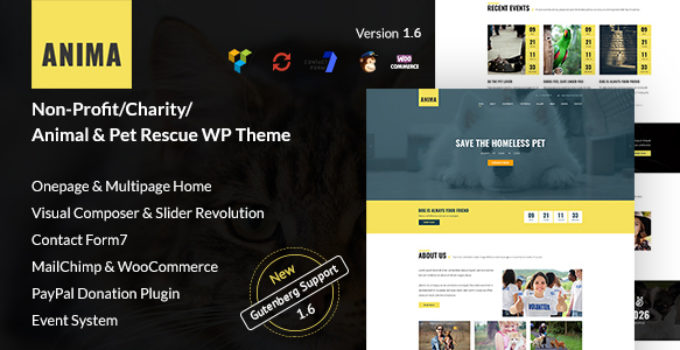 Anima - WordPress Non-Profit Charity Theme for Pet Rescue and Animal Shelter