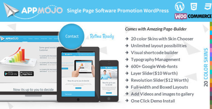 App Mojo - Single Page Software Promotion WordPress Theme