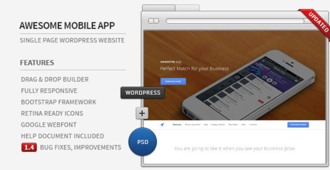 Awesome App - Responsive Parallax WordPress Showcase