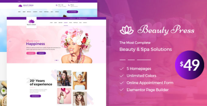 Beauty Salon Spa WordPress Theme - BeautyPress