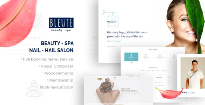 Bleute - WordPress theme Beauty | Spa | Hair Salon | Makeup | Hair | Yoga | Booking WooCommerce