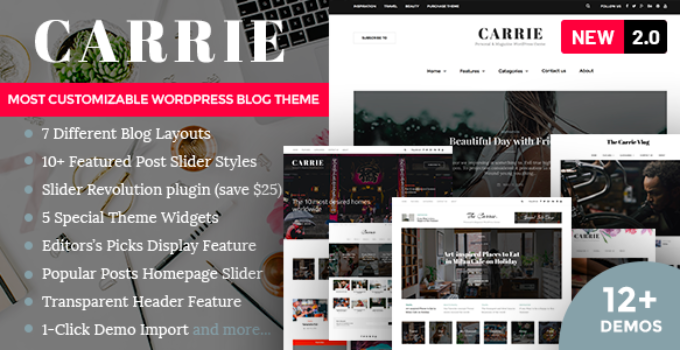 Carrie - Personal & Magazine WordPress Responsive Clean Blog Theme