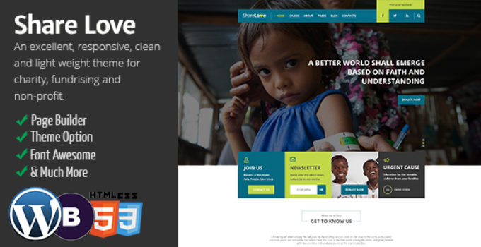 Charity ShareLove Fund Raising WordPress Theme