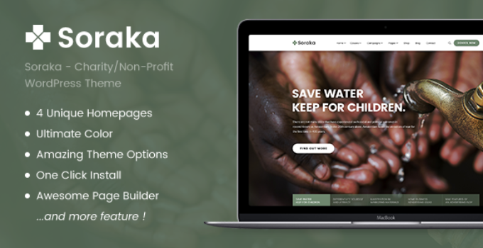 Charity Theme - Soraka Non-profit Organization WordPress Theme