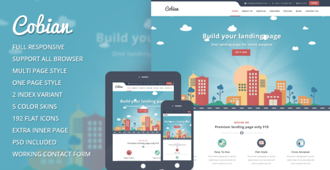 Cobian - Responsive WordPress Flat Landing Page Theme