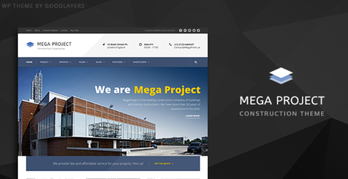 Construction WordPress Theme For Construction Company | Mega Project