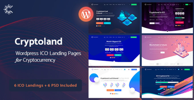 Cryptoland - WordPress ICO Landing Pages Cryptocurrency Theme Pack