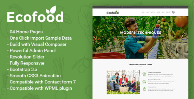 Ecofood - Responsive Organic Store & Farm WordPress Theme