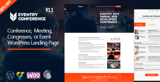 Eventry - Conference Event Landing Page WordPress Theme