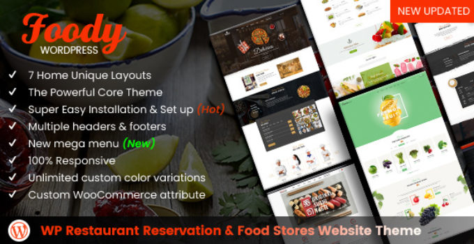 Foody - WordPress Restaurant Reservation & Food Store Website Theme