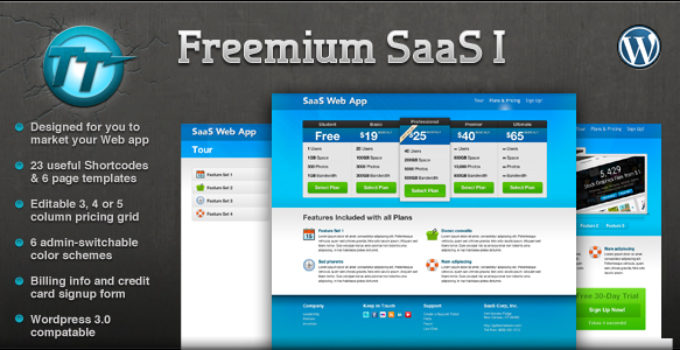 Freemium SaaS Wordpress CMS + Blog Theme I