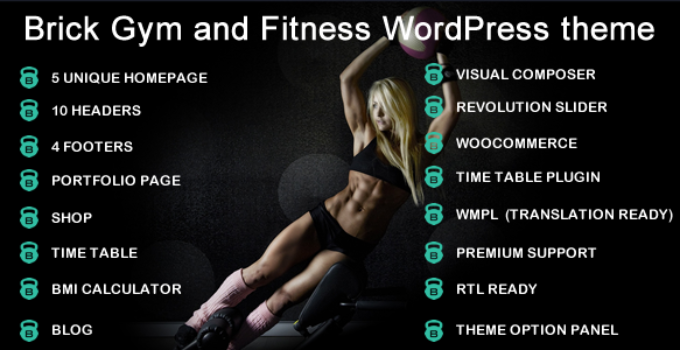 Gym brick gym fitness WordPress Theme RTL