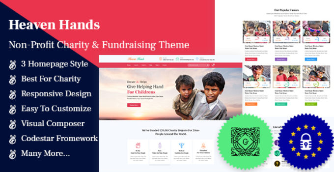 Heaven Hands- Non-Profit Charity & Fundraising WordPress Theme