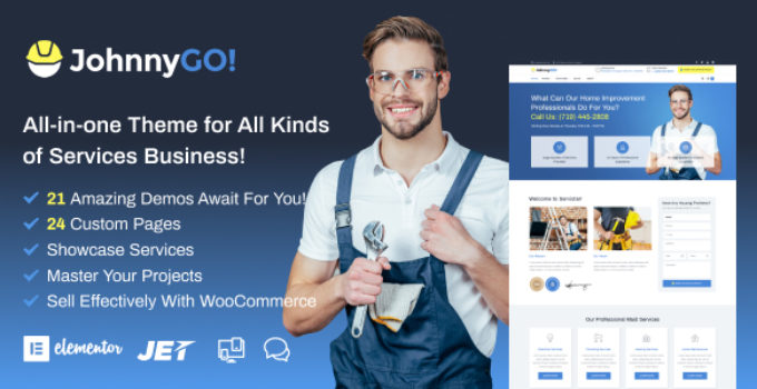 JohnnyGo - Handyman Service Elementor WordPress Theme