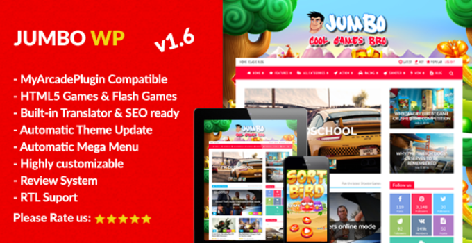 Jumbo - WordPress Magazine & Arcade Theme for HTML5 Games