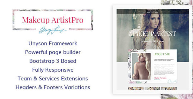 MakeUp Artist Pro - MakeUp Artist, Beauty and Hair Stylist WordPress Theme