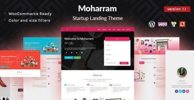 Moharram - Material Design Startup Landing WordPress Theme