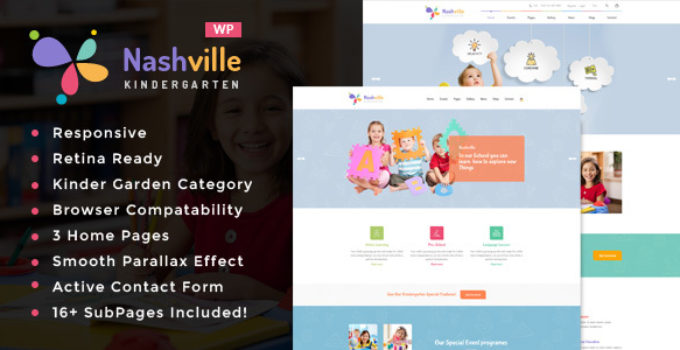 Nashville - Day Care & Kindergarten School WordPress Theme