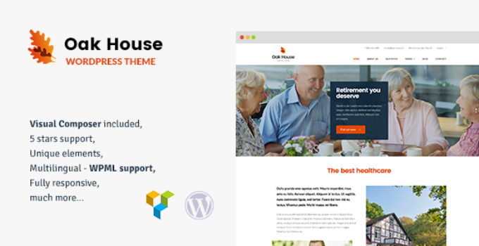 Oak House - Senior Care, Retirement, Rehabilitation WordPress Theme