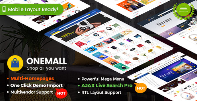 OneMall - eCommerce MarketPlace WooCommerce WordPress Theme (Mobile Layouts Included)