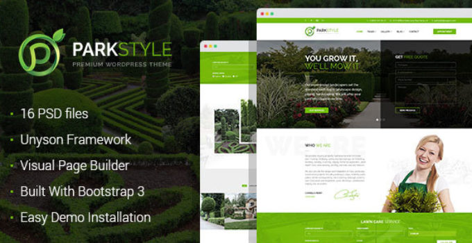 Parkstyle - lawn mowing and landscape design WordPress Theme