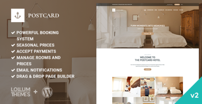 Postcard - Modern Hotel WordPress Theme