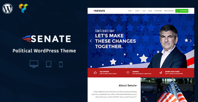 Senate - Politic, Senator and Election Campaign WordPress Theme