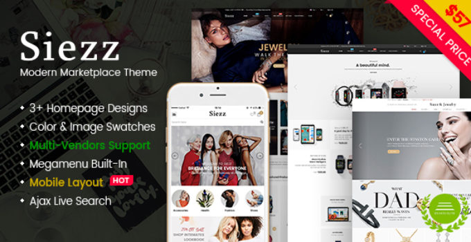 Siezz - Modern Multi Vendor MarketPlace WordPress Theme (Mobile Layout Included)