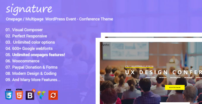 Signature - Responsive Onepage Conference Events WordPress Theme