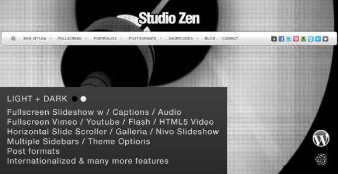 Studio Zen Fullscreen Portfolio WordPress Theme
