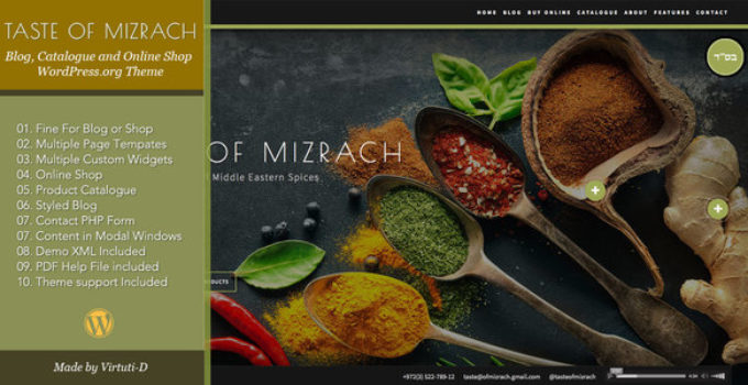 Taste Of Mizrach–Spicy Online Shop, Catalogue, Blog WP Theme