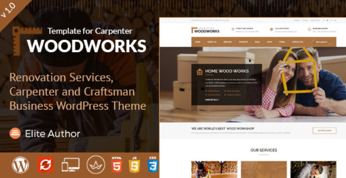 Wood Works - Renovation Services, Carpenter and Craftsman Business WordPress Theme