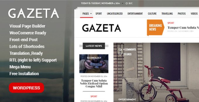 Gazeta - Responsive Magazine WordPress Theme