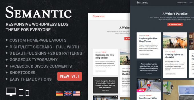 Semantic - Responsive & Clean WordPress Blog Theme