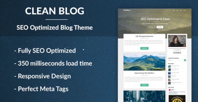 Clean Blog - SEO Optimized WordPress Theme
