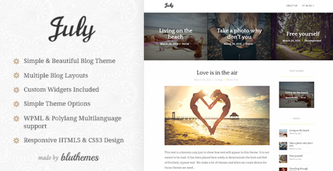July | Simple & Elegant WordPress Blog Theme