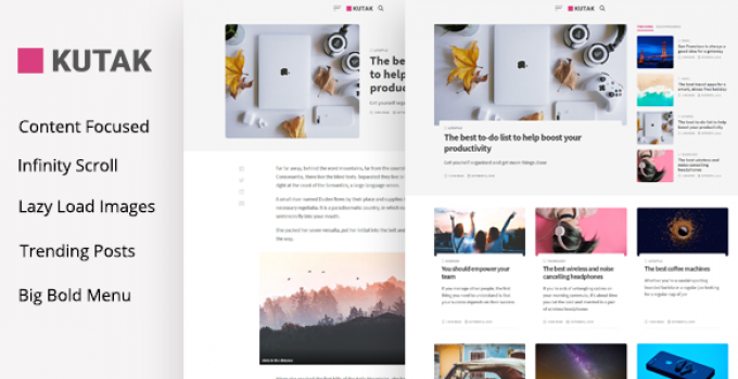 Kutak - Creative Personal Blog & Minimal Magazine WordPress Theme