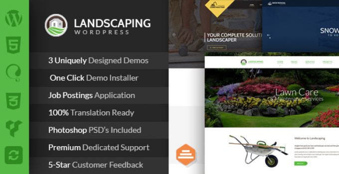 Landscaping - Lawn & Garden, Landscape Construction, & Snow Removal WordPress Theme