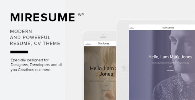 Miresume - Resume, CV & Portfolio WordPress Theme