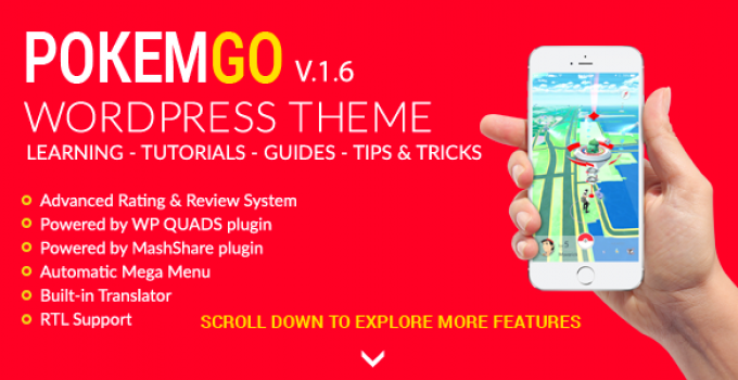 Pokemgo - WordPress Theme for tutorials, learning, guides, tips & tricks