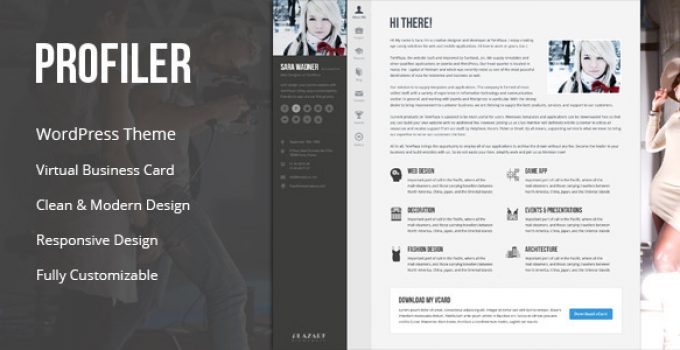 Profiler - vCard Resume WordPress Theme
