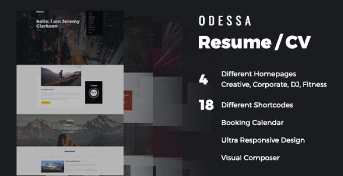 Resume | CV | Odessa Portfolio for Personal Resume, CV and vCard