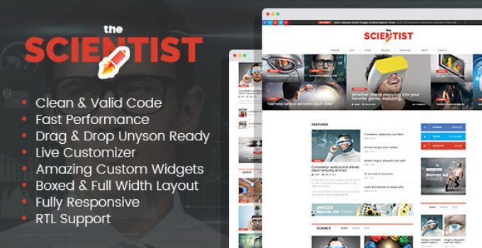 The Scientist - science and research magazine WordPress theme