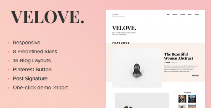 Velove - A Responsive Feminine WordPress Blog Theme