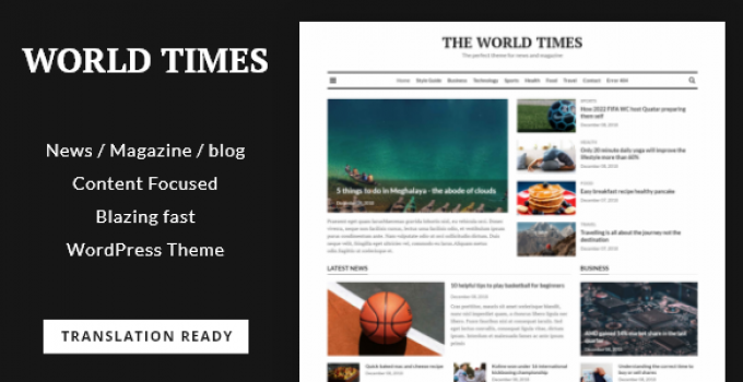 World Times - Newspaper & Magazine Style WordPress Theme