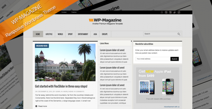 WP-Magazine responsive Wordpress theme