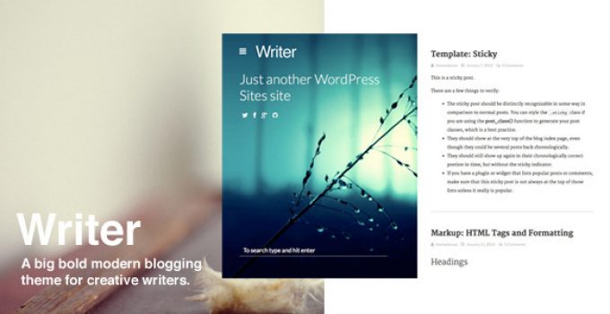 Writer: Bold WordPress Bloggin Theme