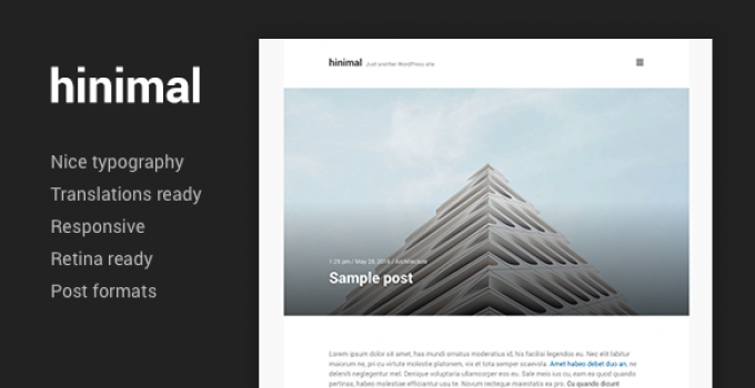 hinimal - Minimal Clean Blog Responsive WordPress Theme