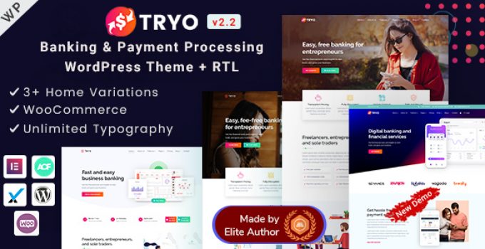 Tryo - Elementor Online Banking & Payment Processing WP Theme