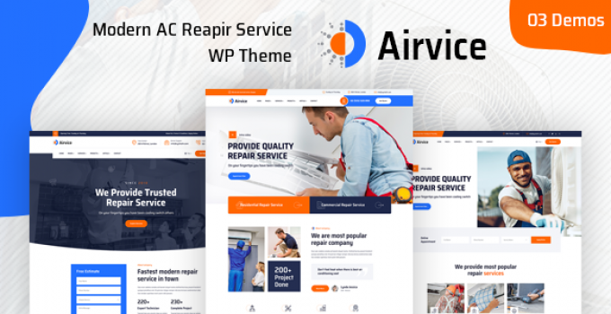 Airvice - AC Repair Services WordPress Theme